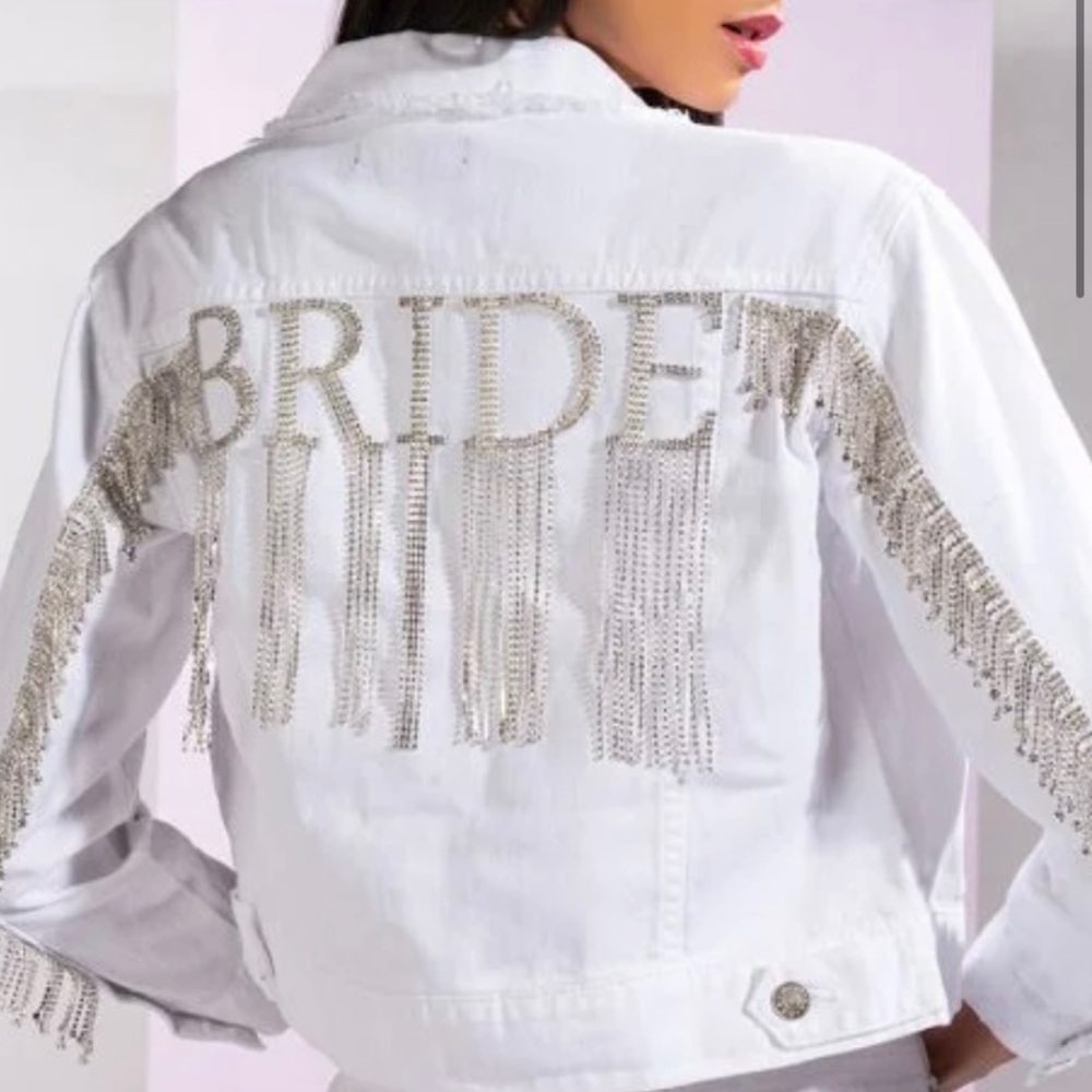 Bride Rhinestone Fringe Jean Jacket